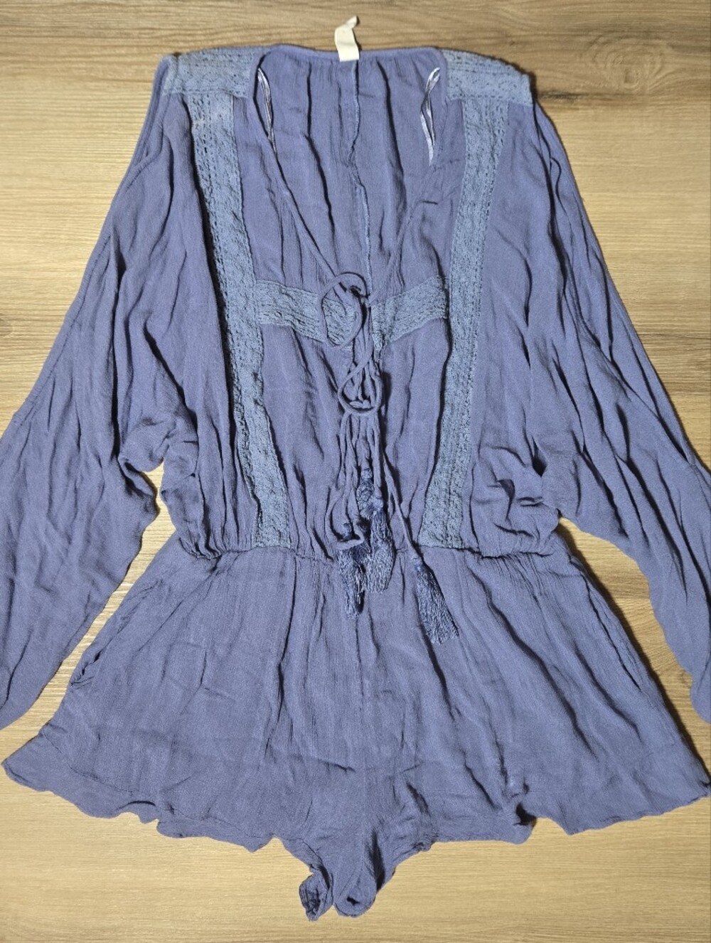 Elan Lavender Lightweight Lace-Trim Romper